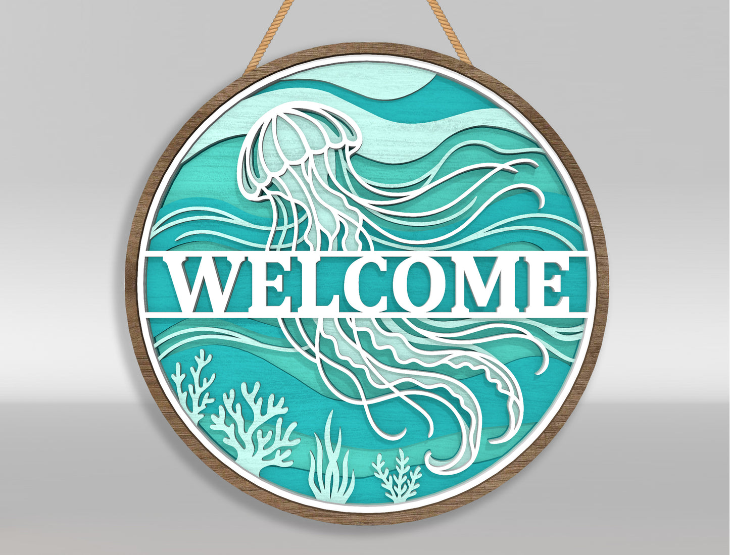 Ocean Welcome Door Hanger SVG Bundle for Glowforge and LightBurn