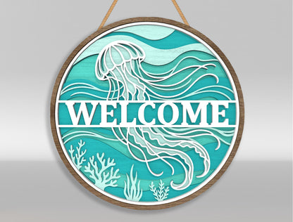 Ocean Welcome Door Hanger SVG Bundle for Glowforge and LightBurn
