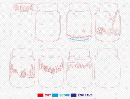 Multilayer Camping Mason Jar SVG for xTool and Glowforge