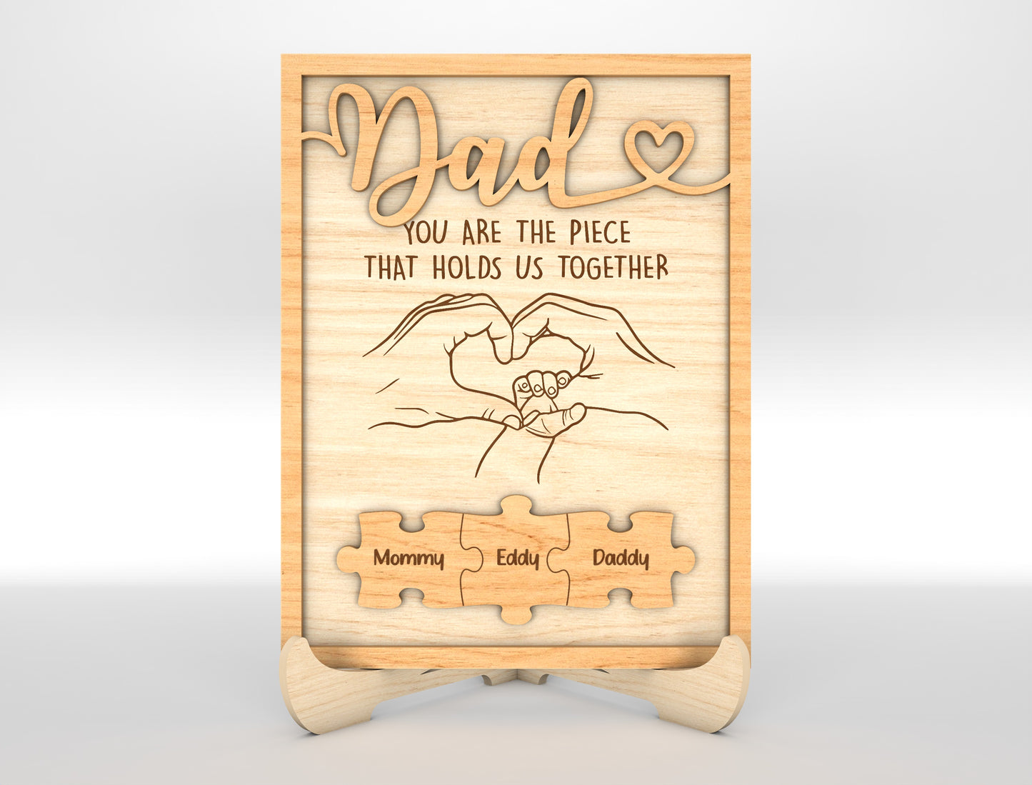 Personalized Dad Puzzle Hands SVG Laser Cut File for Glowforge