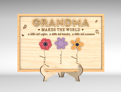 Custom Name Birth Flower Grandma Sign SVG for xTool and LightBurn