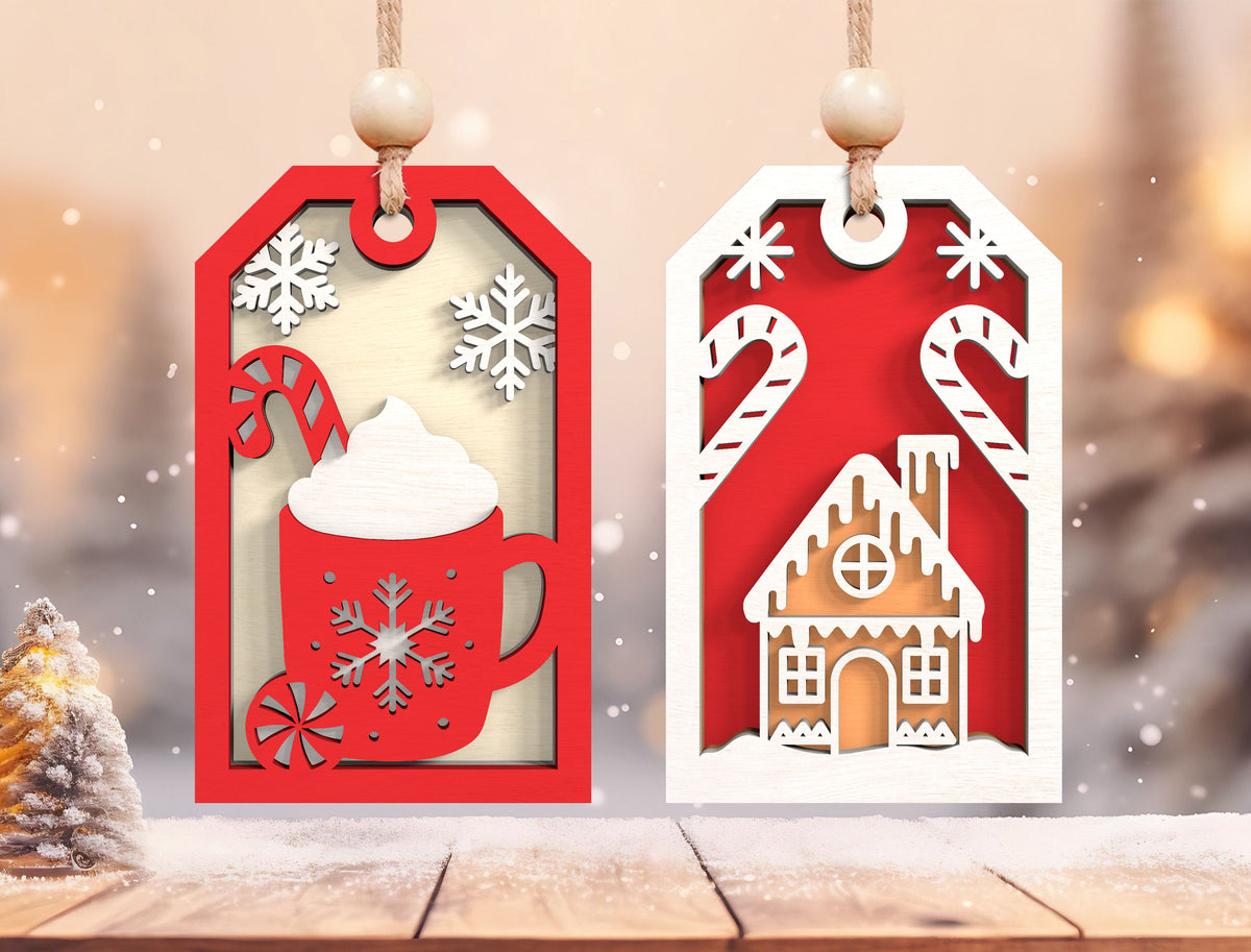 Layered Christmas Gift Tag Ornament SVG Bundle 5