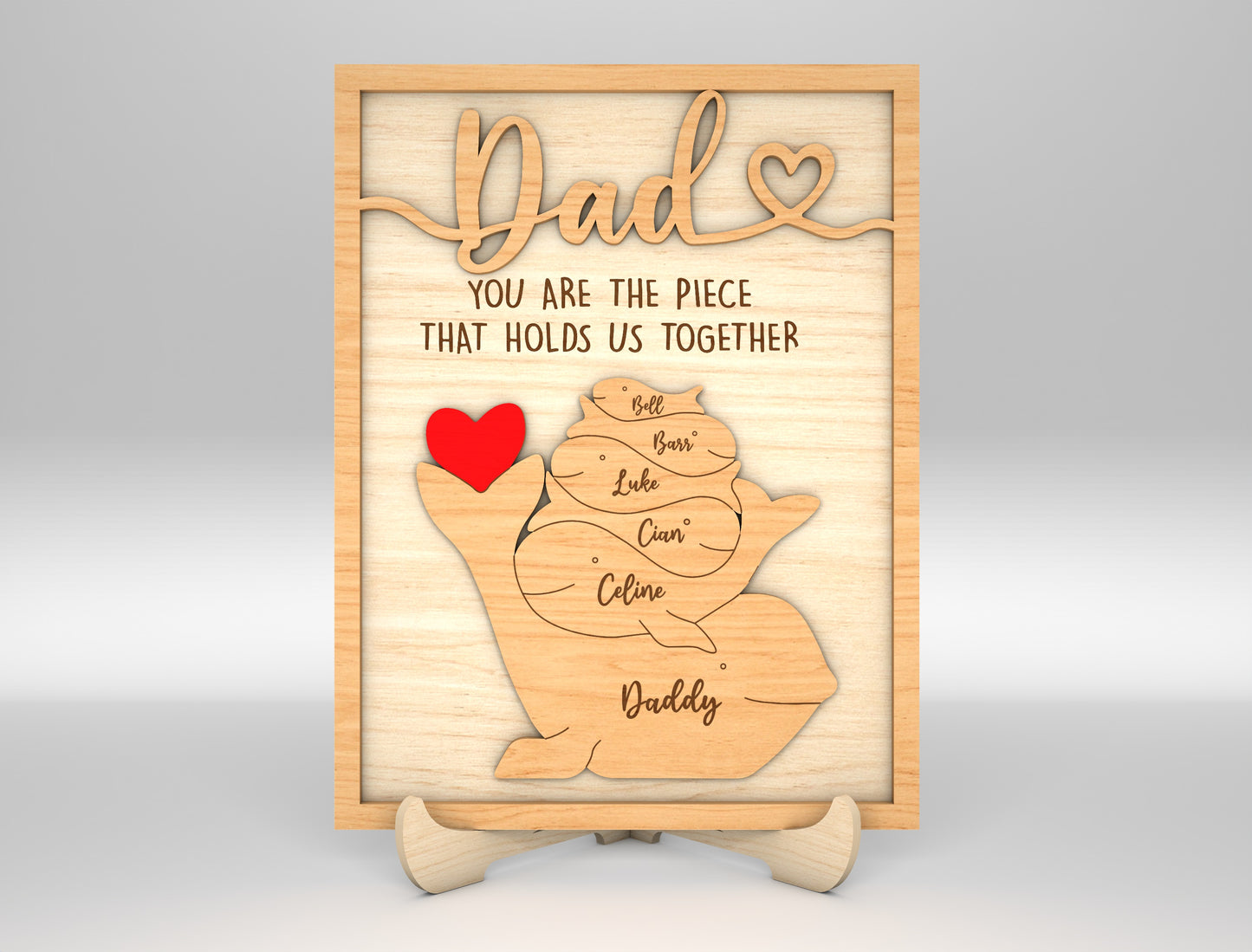 Dad Whale Family Custom Name Sign SVG Laser Cut File for LightBurn and xTool