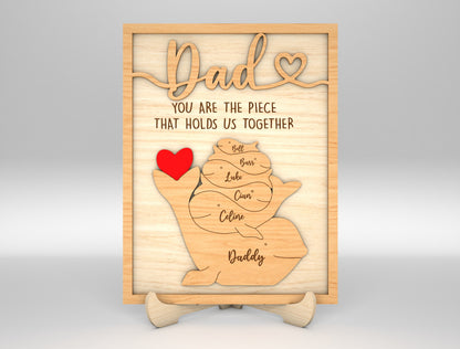 Dad Whale Family Custom Name Sign SVG Laser Cut File for LightBurn and xTool