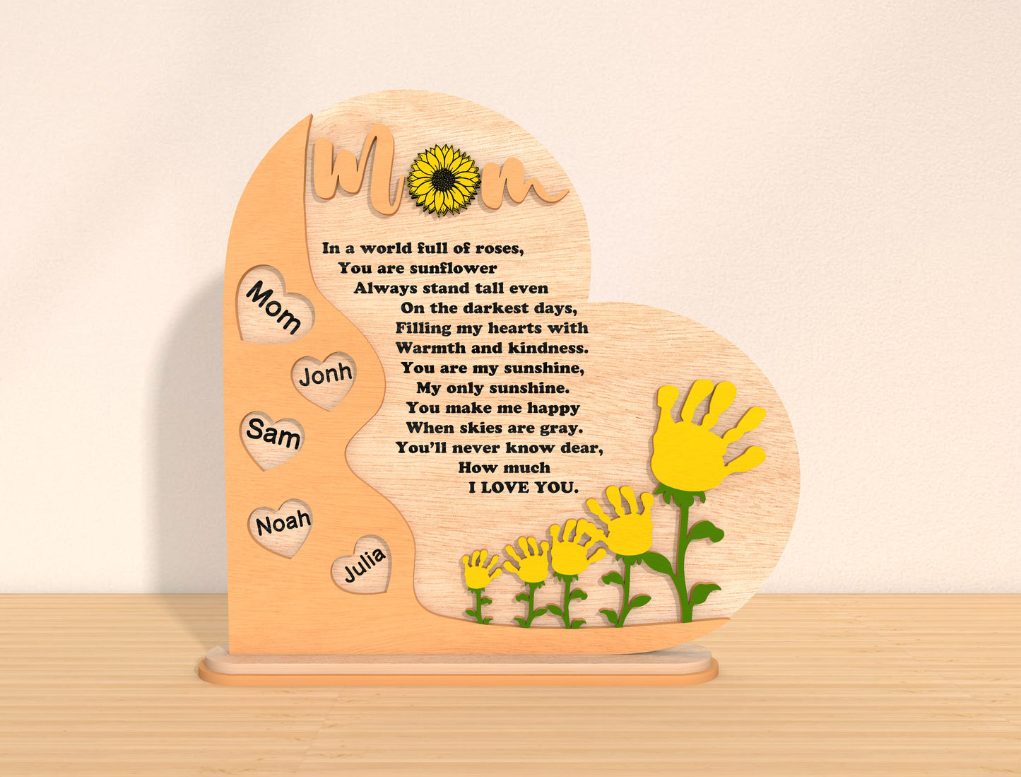 Mom Heart Plaque Floral Family Sign SVG Bundle for Glowforge and xTool