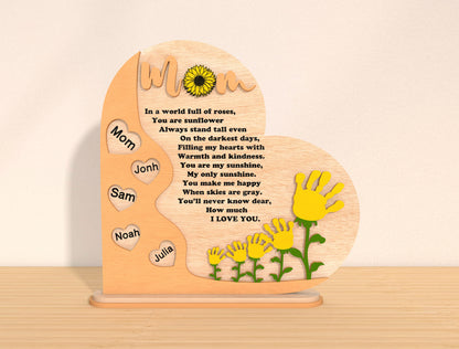 Mom Heart Plaque Floral Family Sign SVG Bundle for Glowforge and xTool