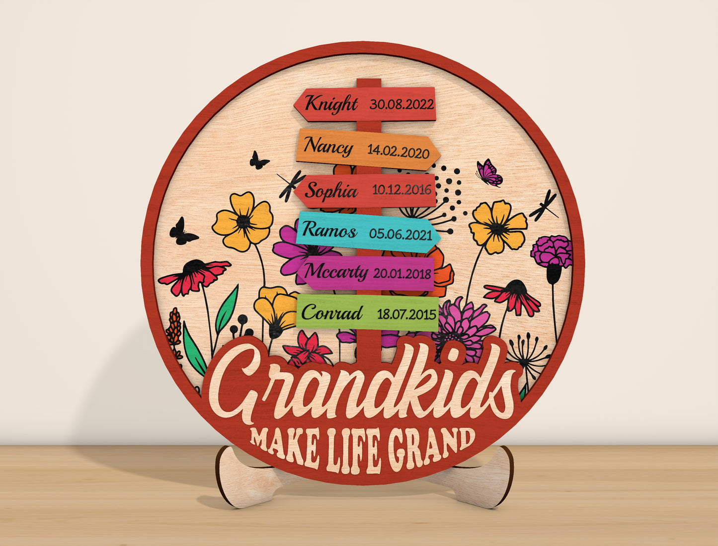 Grandkids Personalized Round Name Sign SVG Bundle for LightBurn and xTool