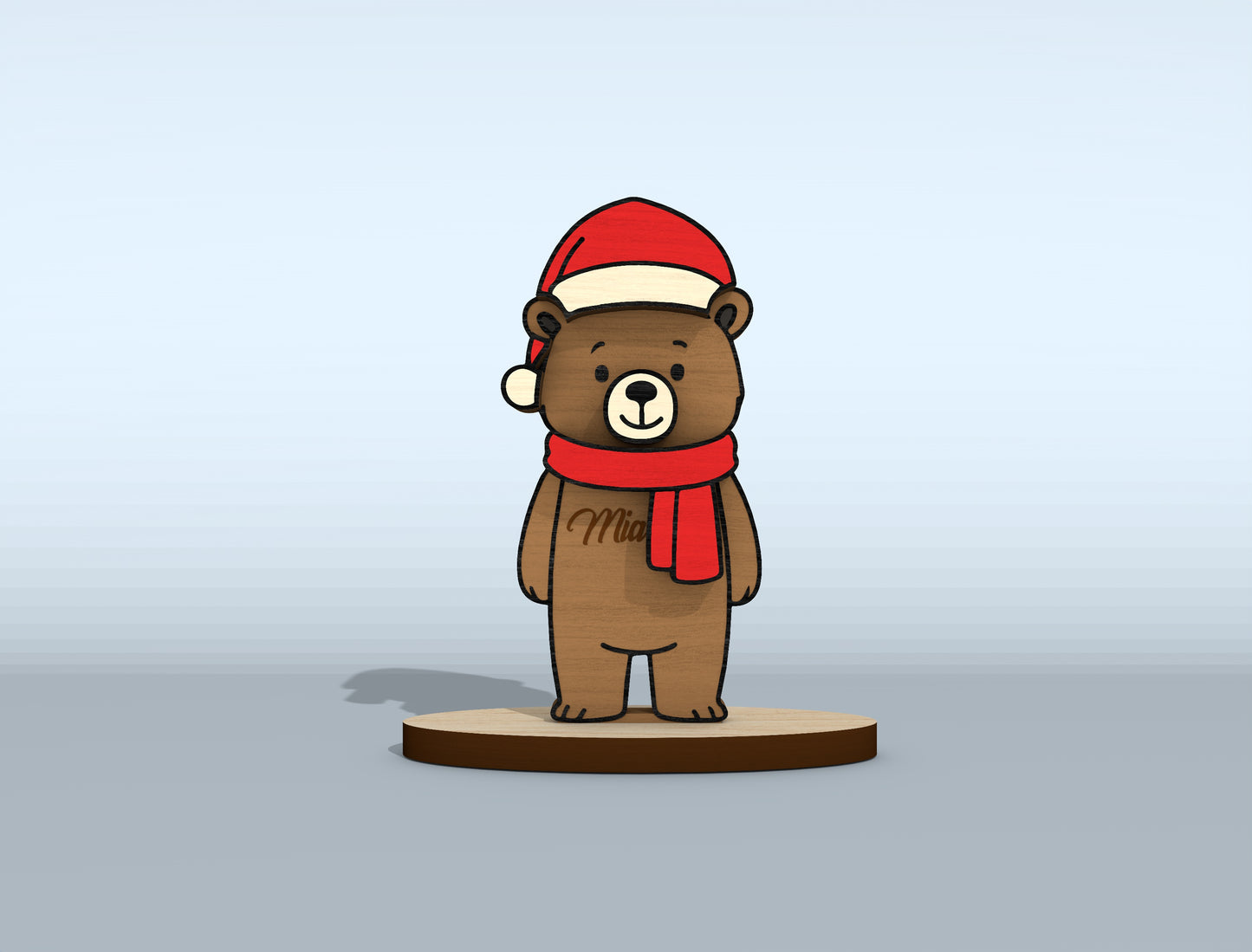 Christmas Bear Family Tabletop Decor Laser Cut File | Ready to Cut | Glowforge, xTool, LightBurn, etc.