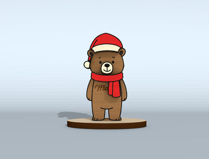 Christmas Bear Family Tabletop Decor Laser Cut File | Ready to Cut | Glowforge, xTool, LightBurn, etc.