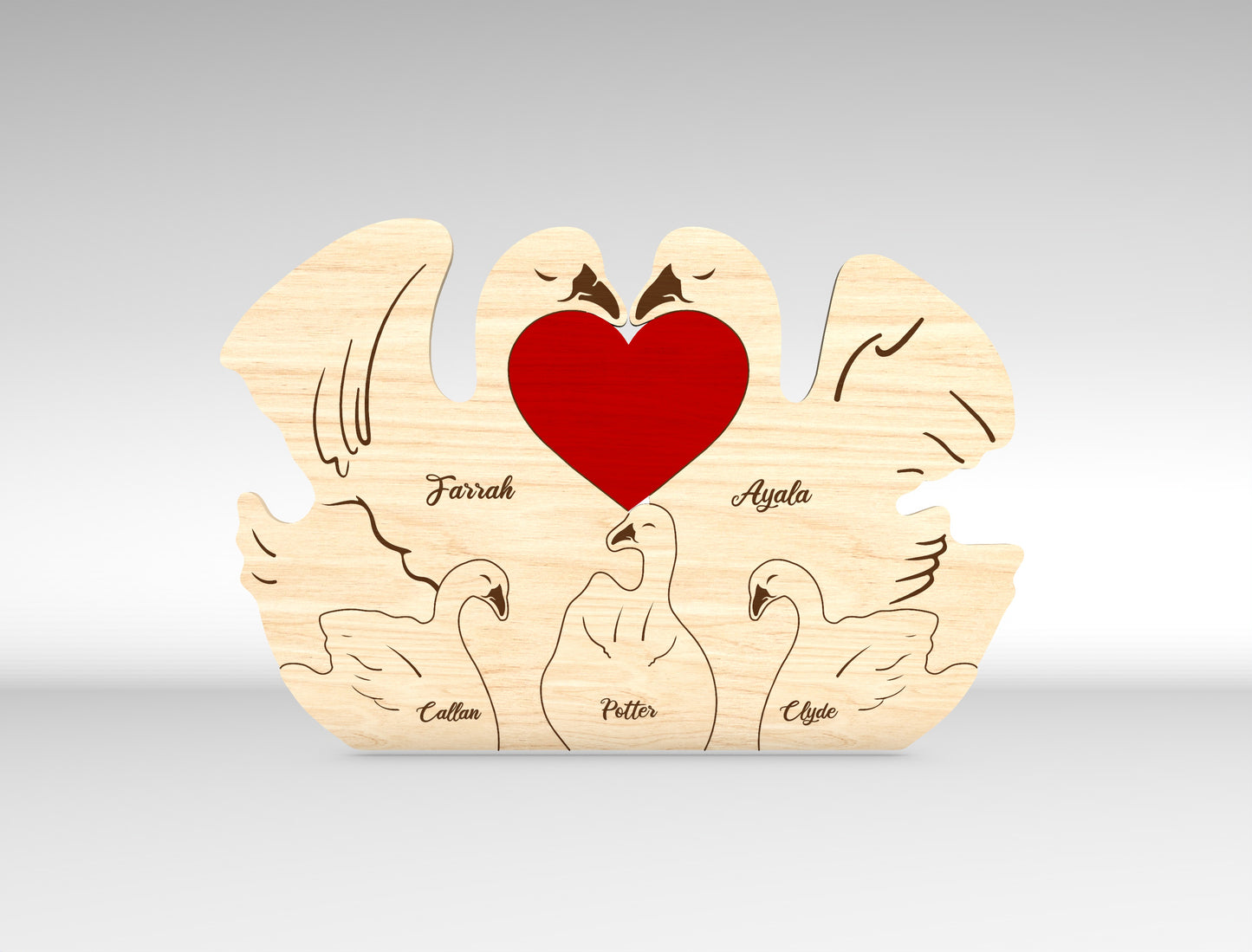 Personalized Family Swan Puzzle SVG for Glowforge and LightBurn