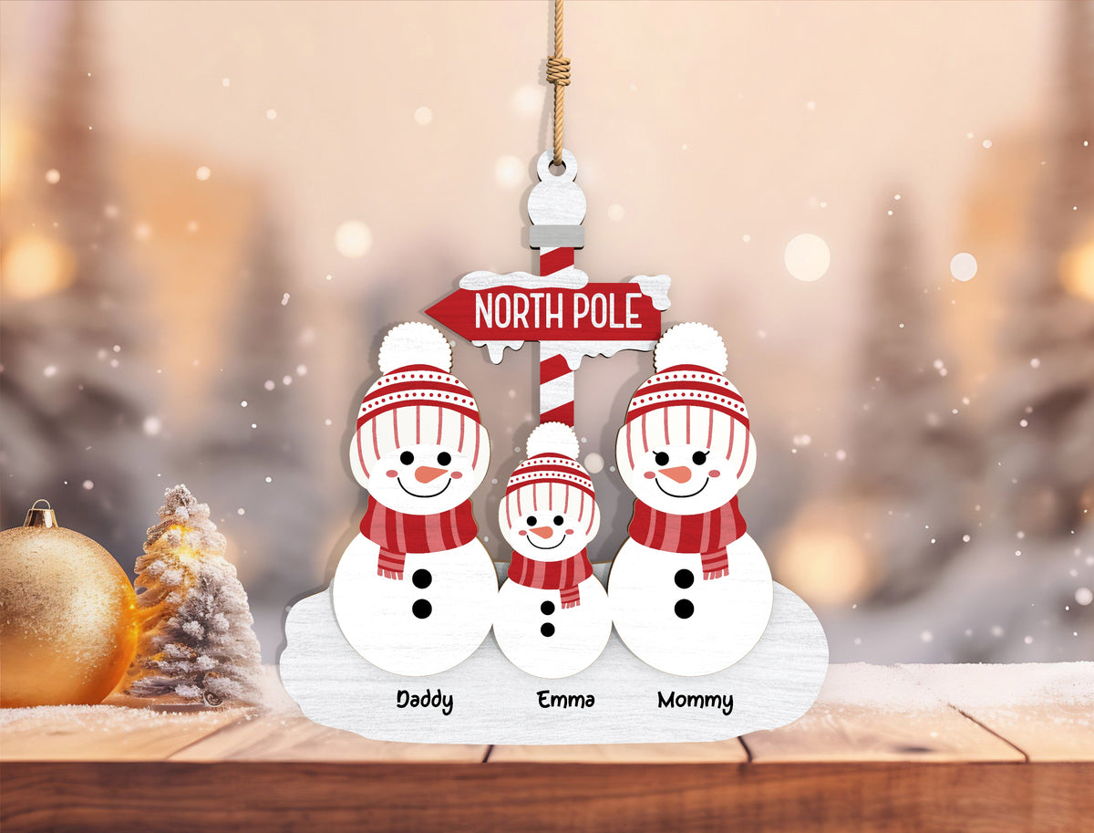 Personalized Family Snowman North Pole Ornament SVG 6