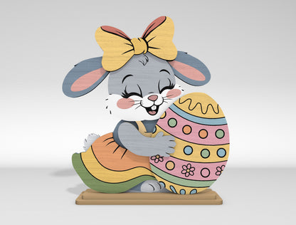 Cute Easter Bunny Table Decor SVG Bundle 5 Happy Easter Designs for LightBurn