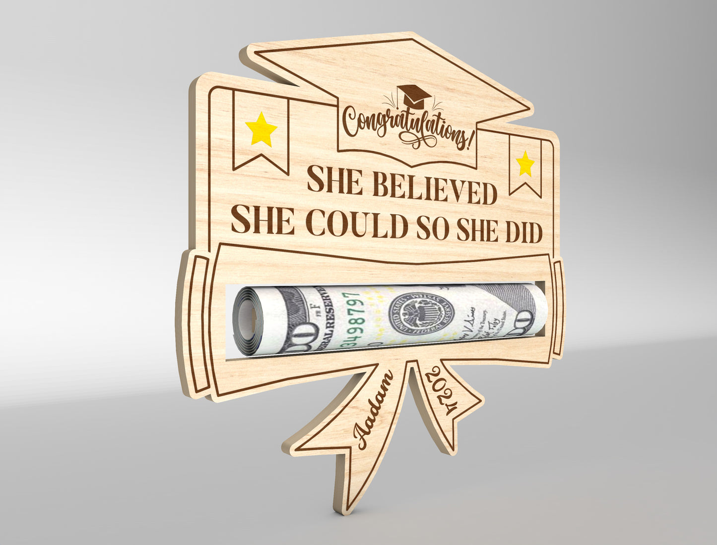 Graduation Money Holder SVG Laser Cut File for LightBurn and xTool