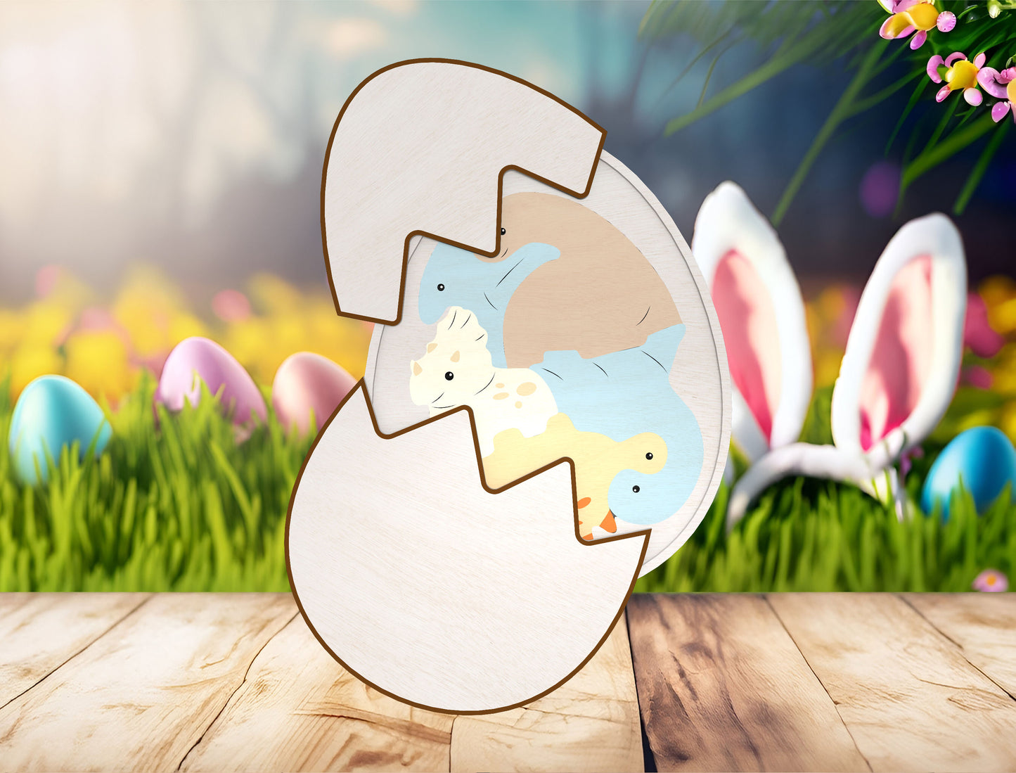 Easter Egg Decor SVG Cute Easter Wooden Tabletop for Glowforge and xTool