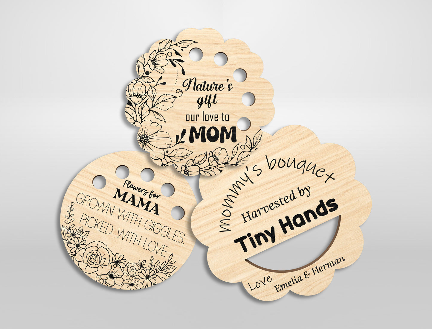 Jar Topper Flower Holder SVG Bundle Engraved Mom for Glowforge and xTool