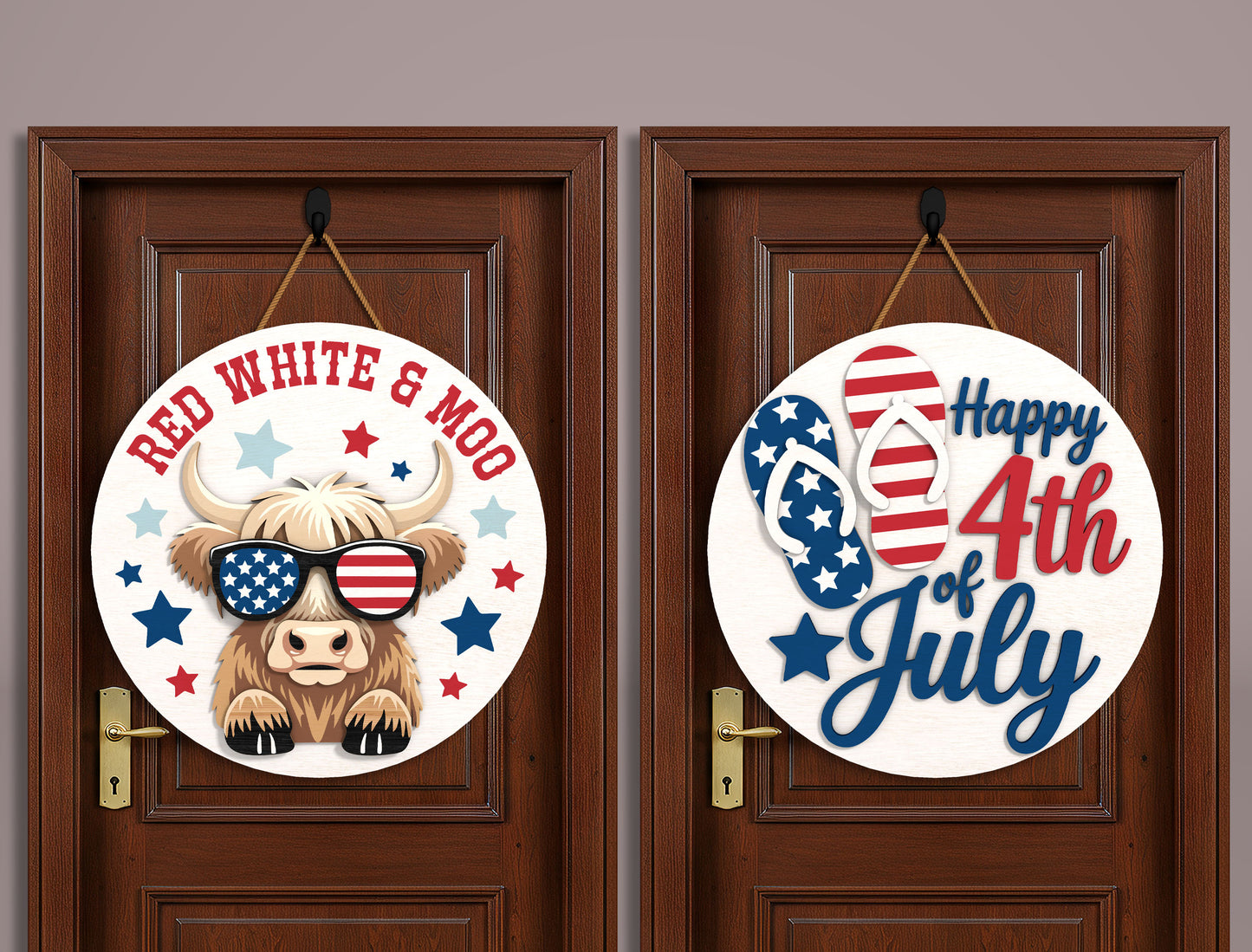 Patriotic Door Hanger SVG Bundle Laser Cut File for Glowforge
