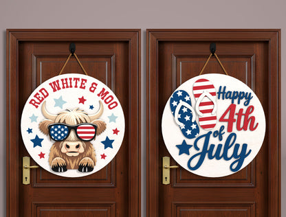 Patriotic Door Hanger SVG Bundle Laser Cut File for Glowforge
