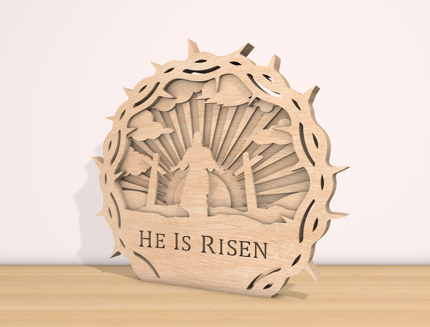 Multilayer He Is Risen Crown of Thorns SVG Bundle for LightBurn and xTool