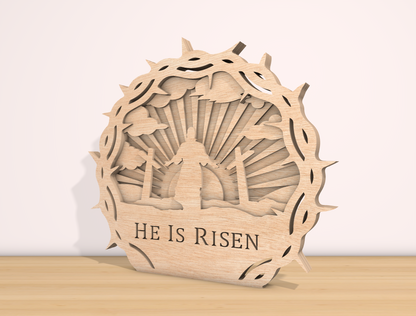 Multilayer He Is Risen Crown of Thorns SVG Bundle for LightBurn and xTool