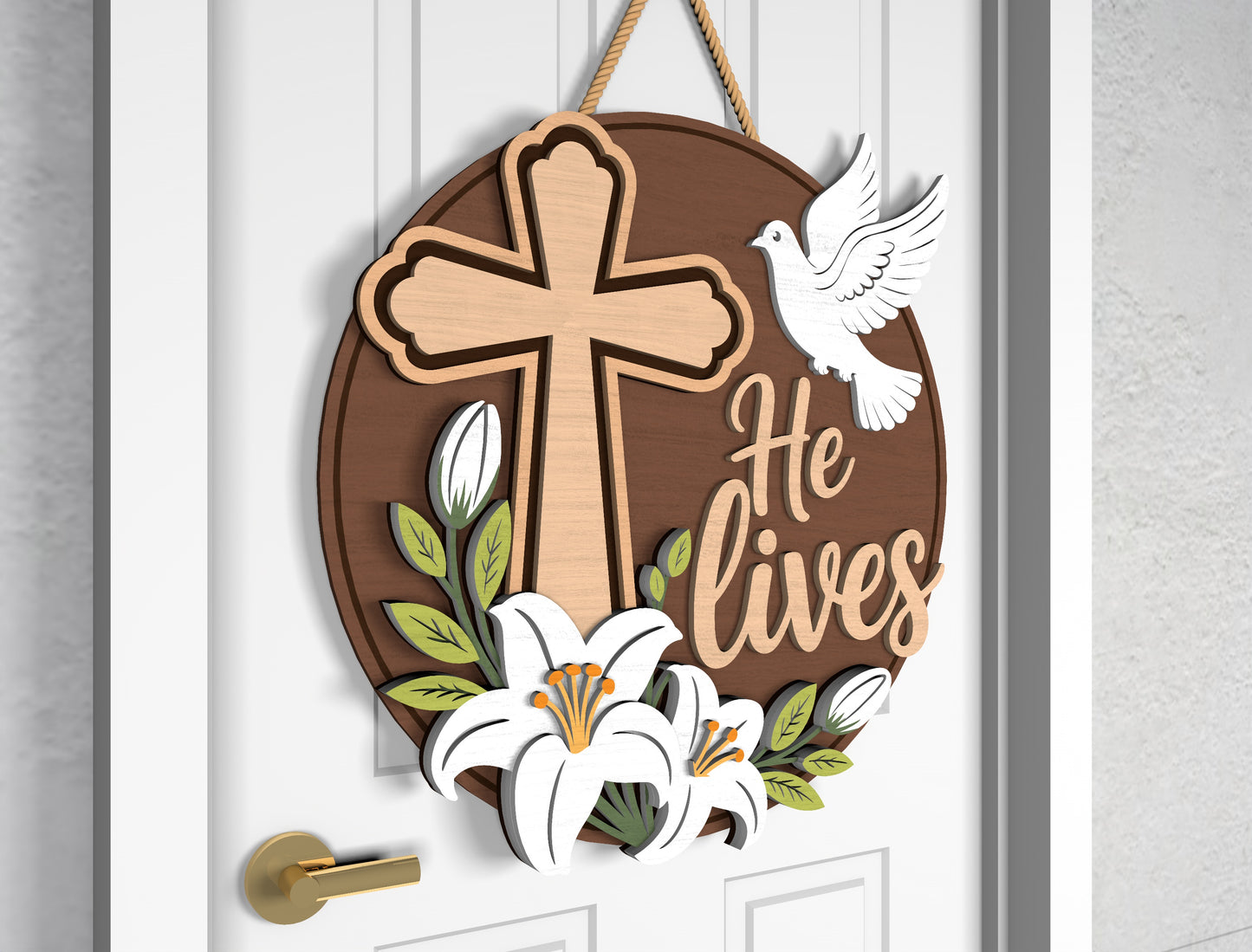 Easter Lily Cross Door Signs SVG Bundle 2 Designs for LightBurn and Glowforge