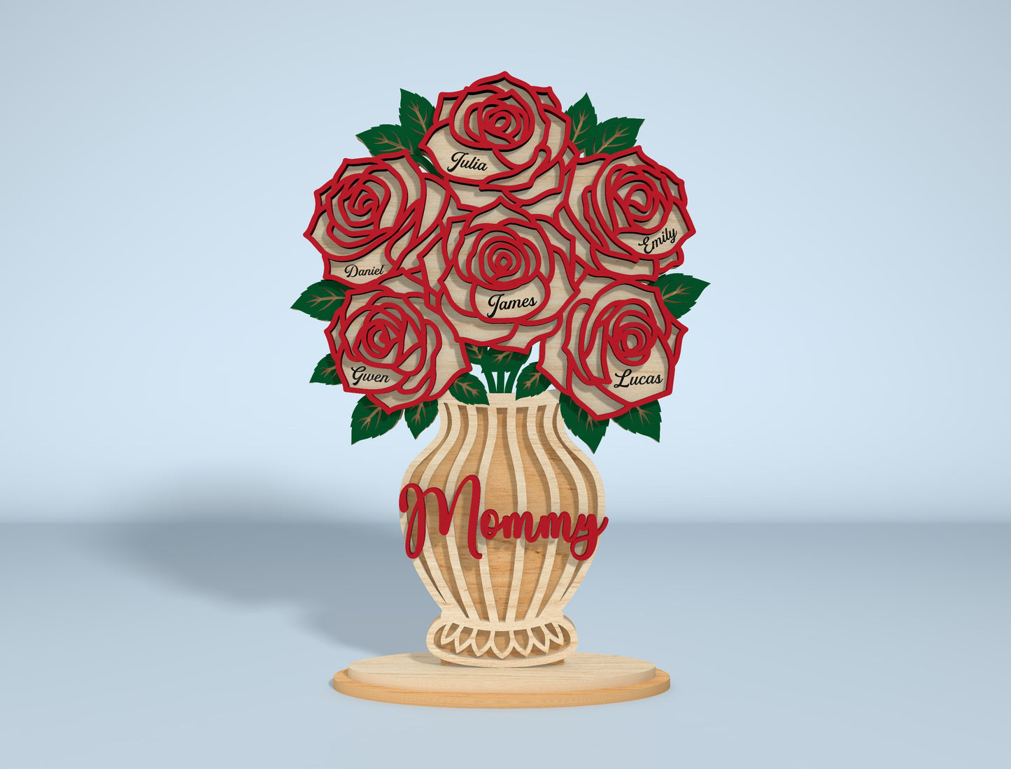 Personalized Rose Vase Stand Sign SVG for LightBurn and xTool
