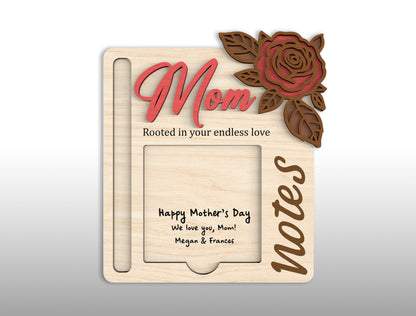Rose Sticky Note Holder SVG Bundle Mother's Day for Glowforge