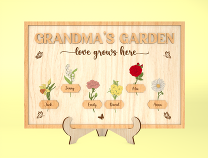 Grandma's Garden Birth Month Flower Sign SVG for Glowforge