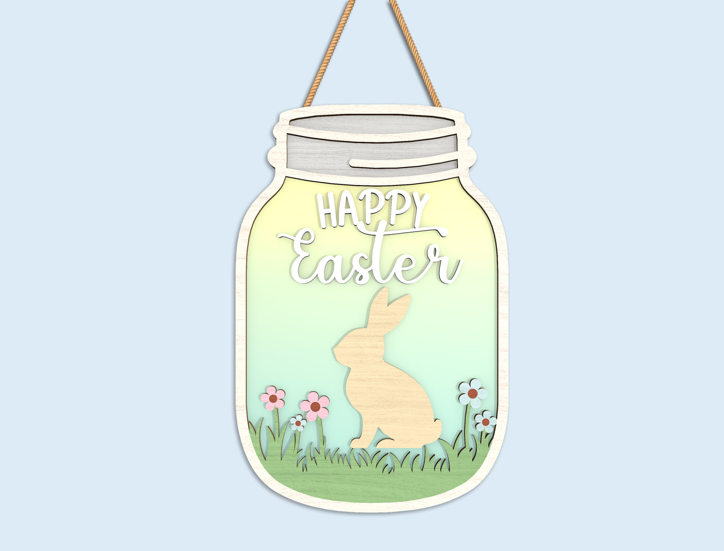 Easter Mason Jar Door Hanger Laser Cut File | Ready to Cut | Glowforge, xTool, LightBurn, etc.
