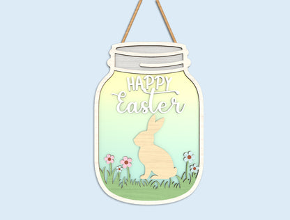 Easter Mason Jar Door Hanger Laser Cut File | Ready to Cut | Glowforge, xTool, LightBurn, etc.