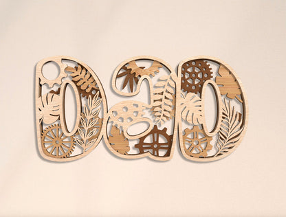 Dad Word Art Laser Cut Bundle | Multilingual Father Typography | Layered Wooden Letter Decor | Glowforge, xTool, LightBurn, etc.