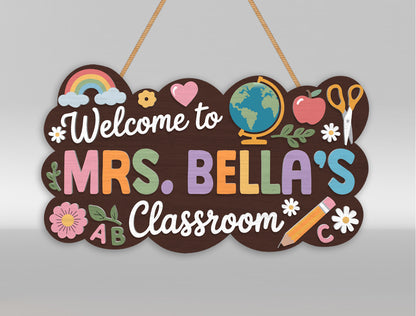 Personalized Classroom Door Hanger SVG Laser Cut File for Glowforge and xTool