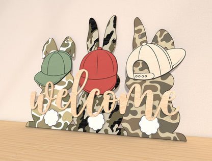 Easter Bunny Welcome Tabletop Sign SVG Spring for Glowforge and xTool