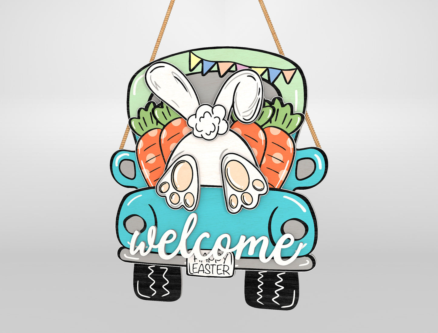 Easter Bunny Truck Door Hanger SVG Bundle Welcome Easter for LightBurn