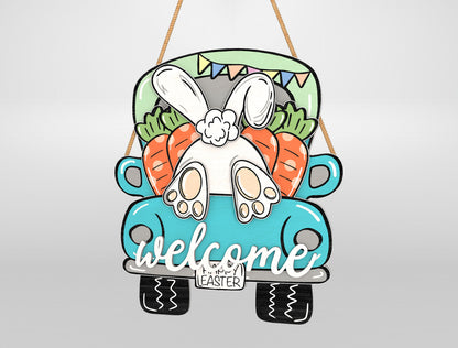 Easter Bunny Truck Door Hanger SVG Bundle Welcome Easter for LightBurn