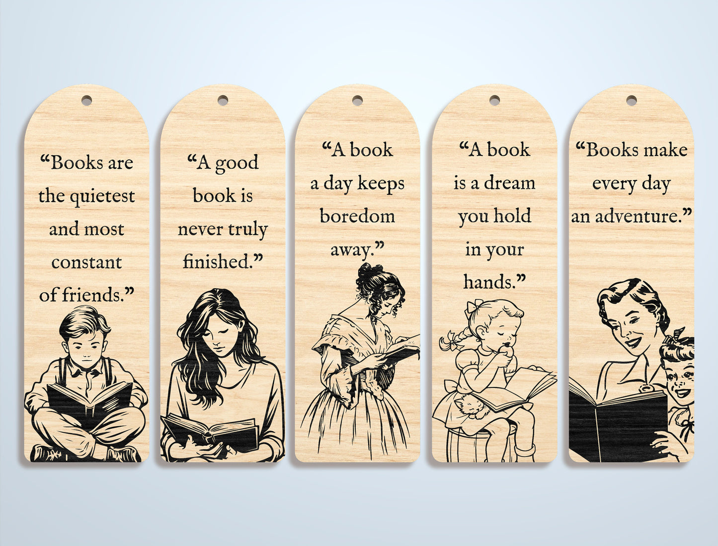Reading Quote Bookmark SVG Bundle for Glowforge and xTool