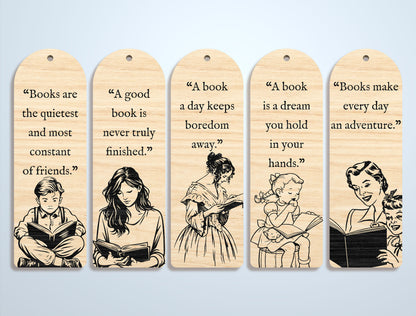 Reading Quote Bookmark SVG Bundle for Glowforge and xTool