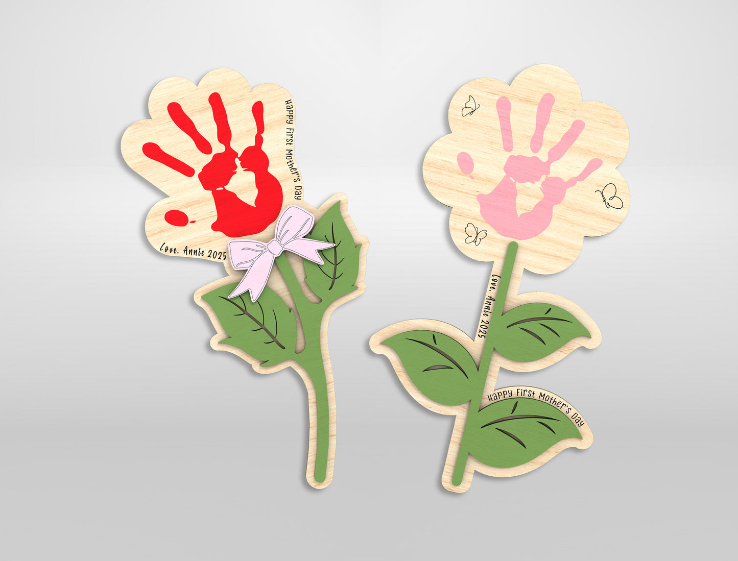 First Mother's Day Handprint Flower SVG Baby for Glowforge and xTool