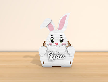 Personalized Easter Animal Basket Laser Cut File | Bunny & Lamb Easter Treat Box | Ready to Cut | Glowforge, xTool, LightBurn, etc.