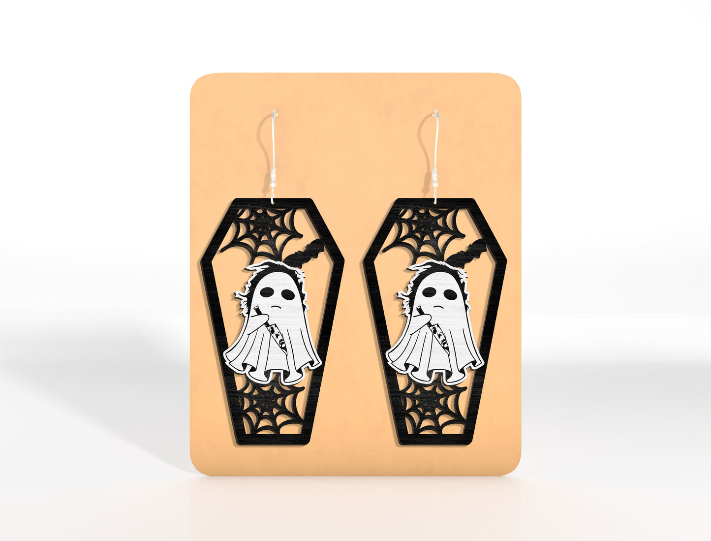 Halloween Coffin Skeleton Earrings SVG Bundle Laser Cut File | Pumpkin Skull Earrings | Spooky Gothic Style | Glowforge, xTool, LightBurn, etc.