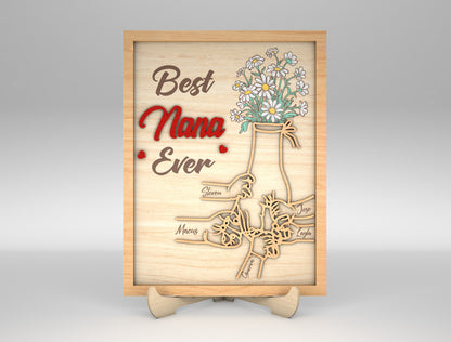 Best Mama Ever Family Hands Flower Sign SVG for Glowforge