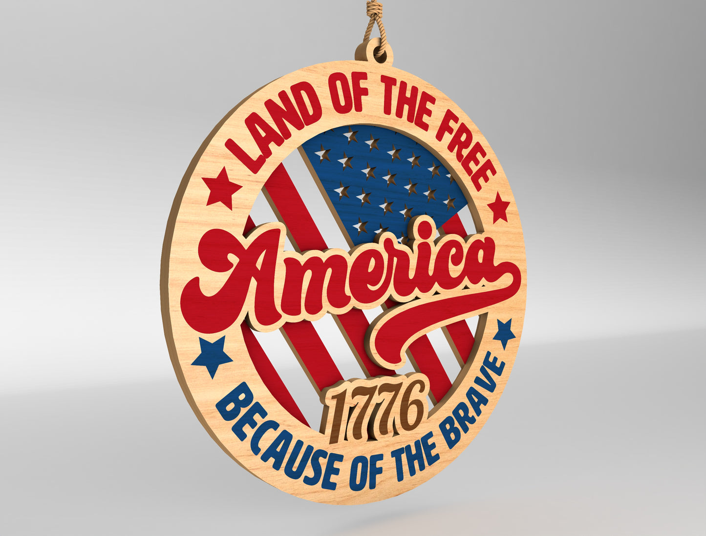 Land of the Free America Ornament SVG for Glowforge and xTool