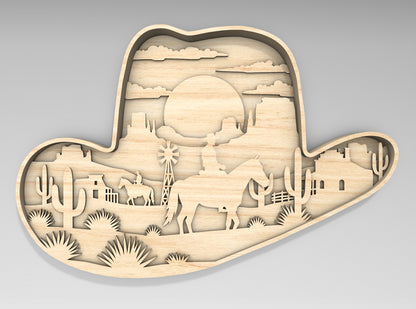 Western Cowboy Multilayer SVG Laser Cut File Bundle for Glowforge