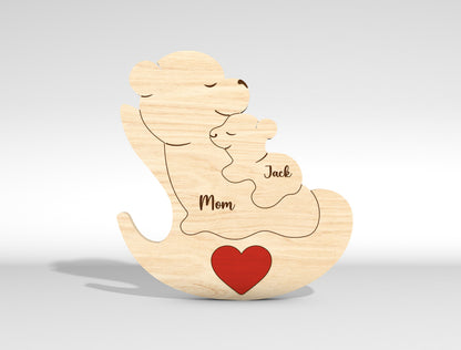 Custom Name Mama Bear Puzzle Sign SVG for xTool and LightBurn
