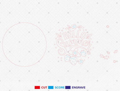 Hello Summer Strawberry Door Hanger SVG Laser Cut File for Glowforge and xTool