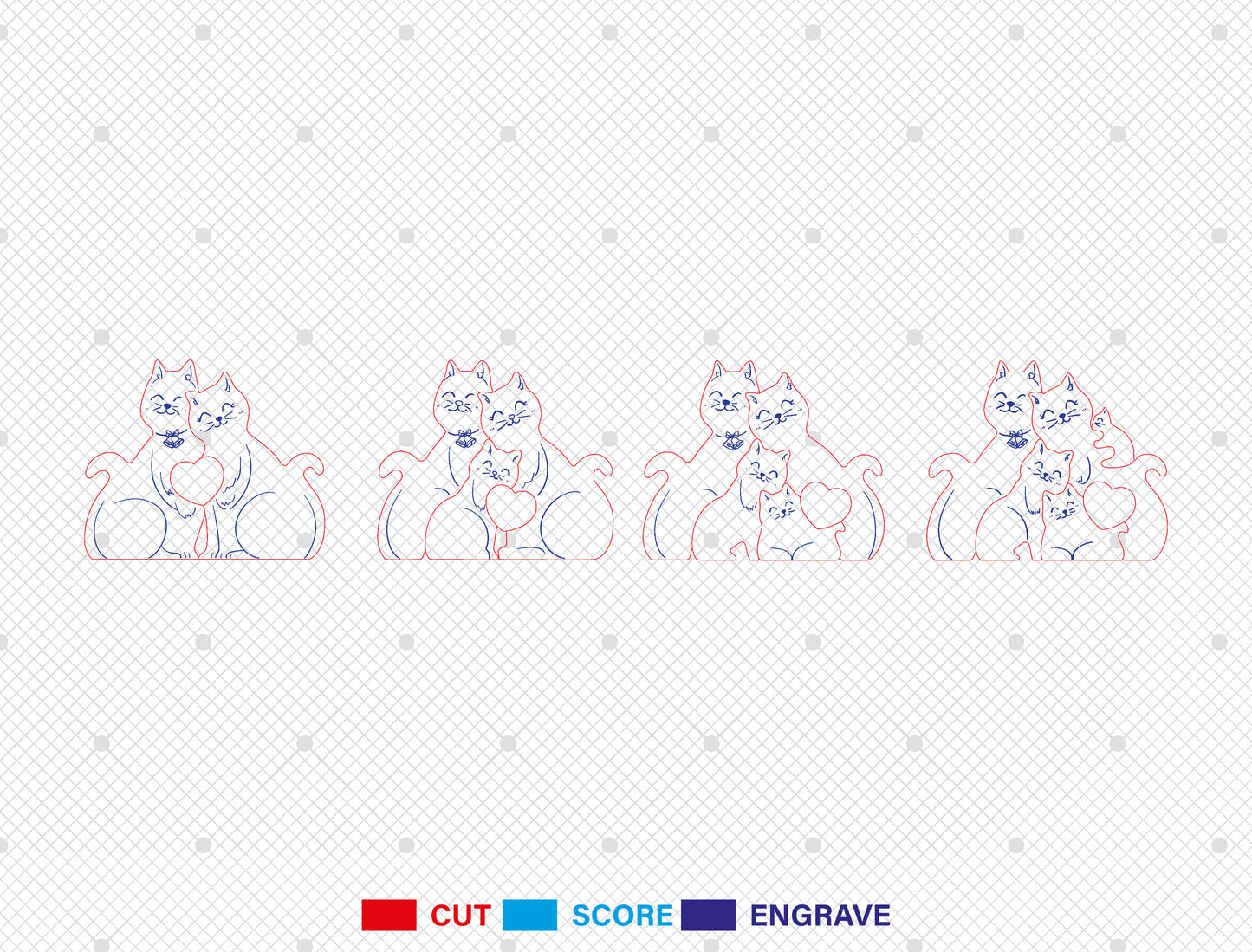 Cat Family Wooden Puzzle Sign SVG for Glowforge and LightBurn