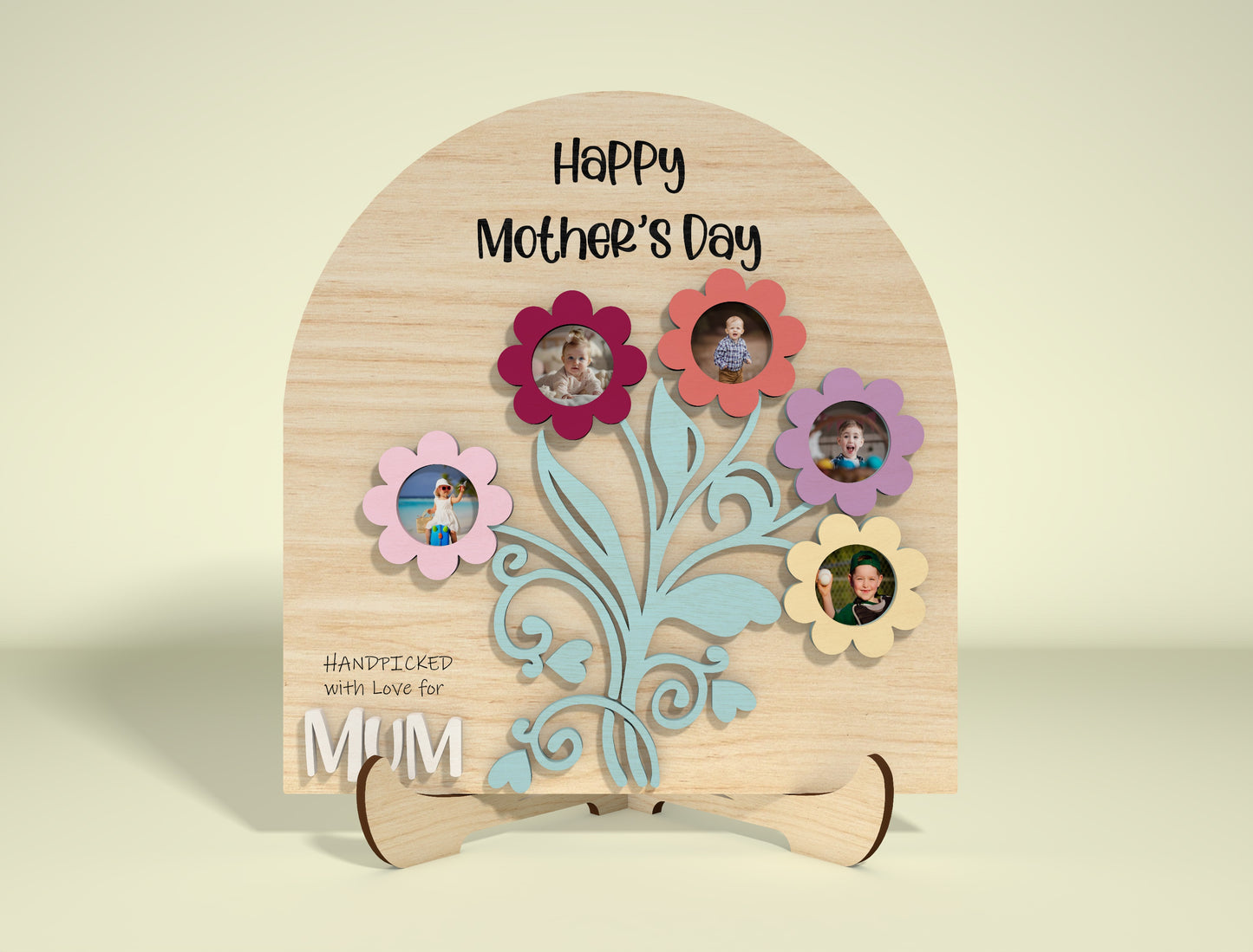 Birth Flower Photo Frame SVG Engraved Floral Tree for Glowforge