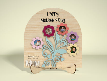 Birth Flower Photo Frame SVG Engraved Floral Tree for Glowforge
