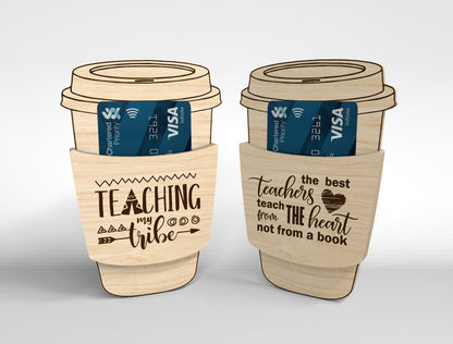 Teacher Coffee Cup Gift Card Holder SVG Bundle for Glowforge and xTool