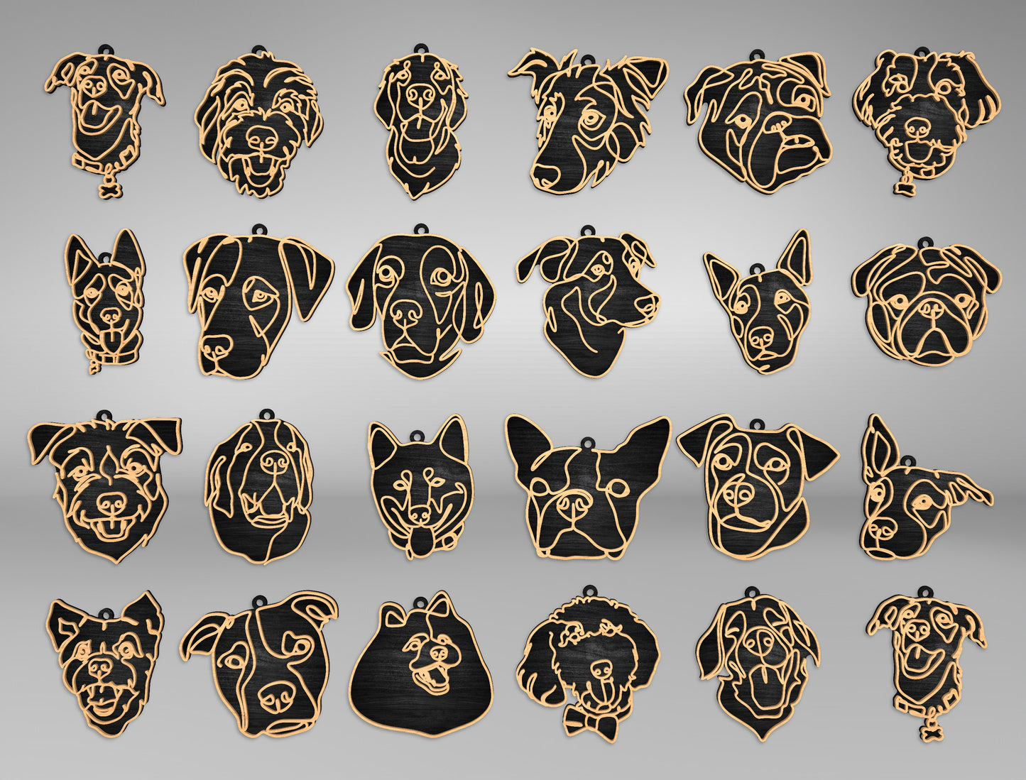 Dog Breed Line Art Stand SVG Bundle for Glowforge and xTool