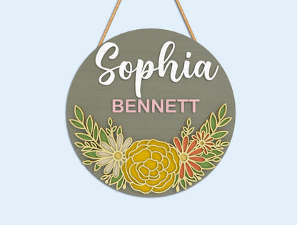 Floral Name Sign SVG Bundle Laser Cut File for Glowforge and xTool